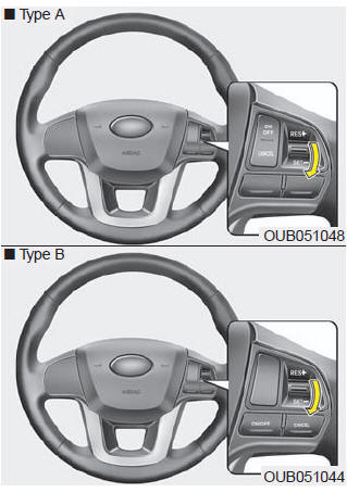 3. Move the lever (1) down (to SET-), and release it at the desired speed. The