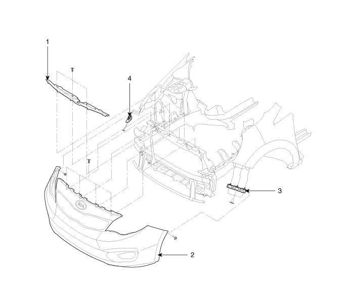 Kia Rio: Front Bumper Components - Bumper - Body (Interior and Exterior ...