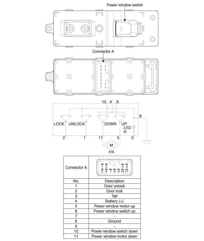 Rear Power Window Switch