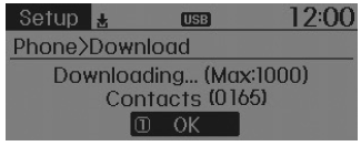 As the contacts are downloaded from the mobile phone, a download progress bar