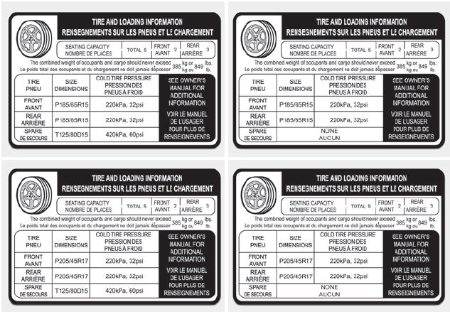 Tire and loading information label