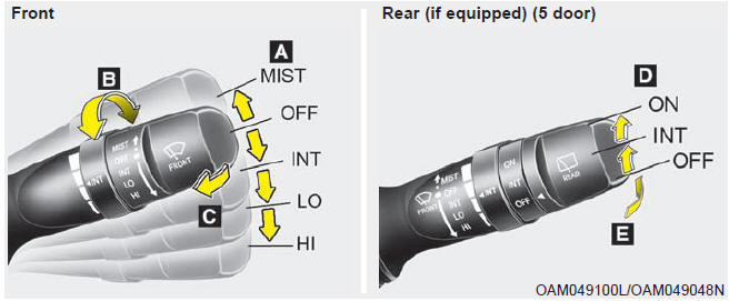 A : Wiper speed control (front)